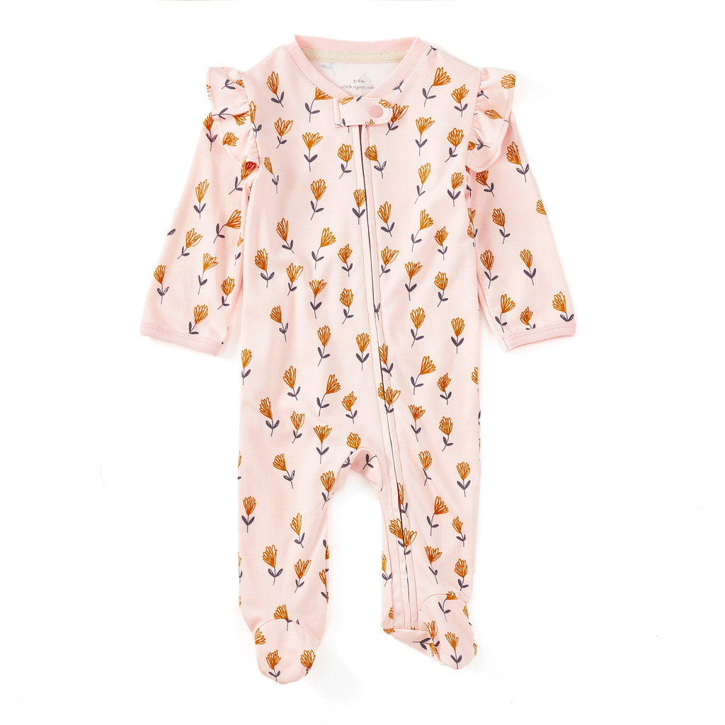 Bamboo Blend Ruffle Zip Footie