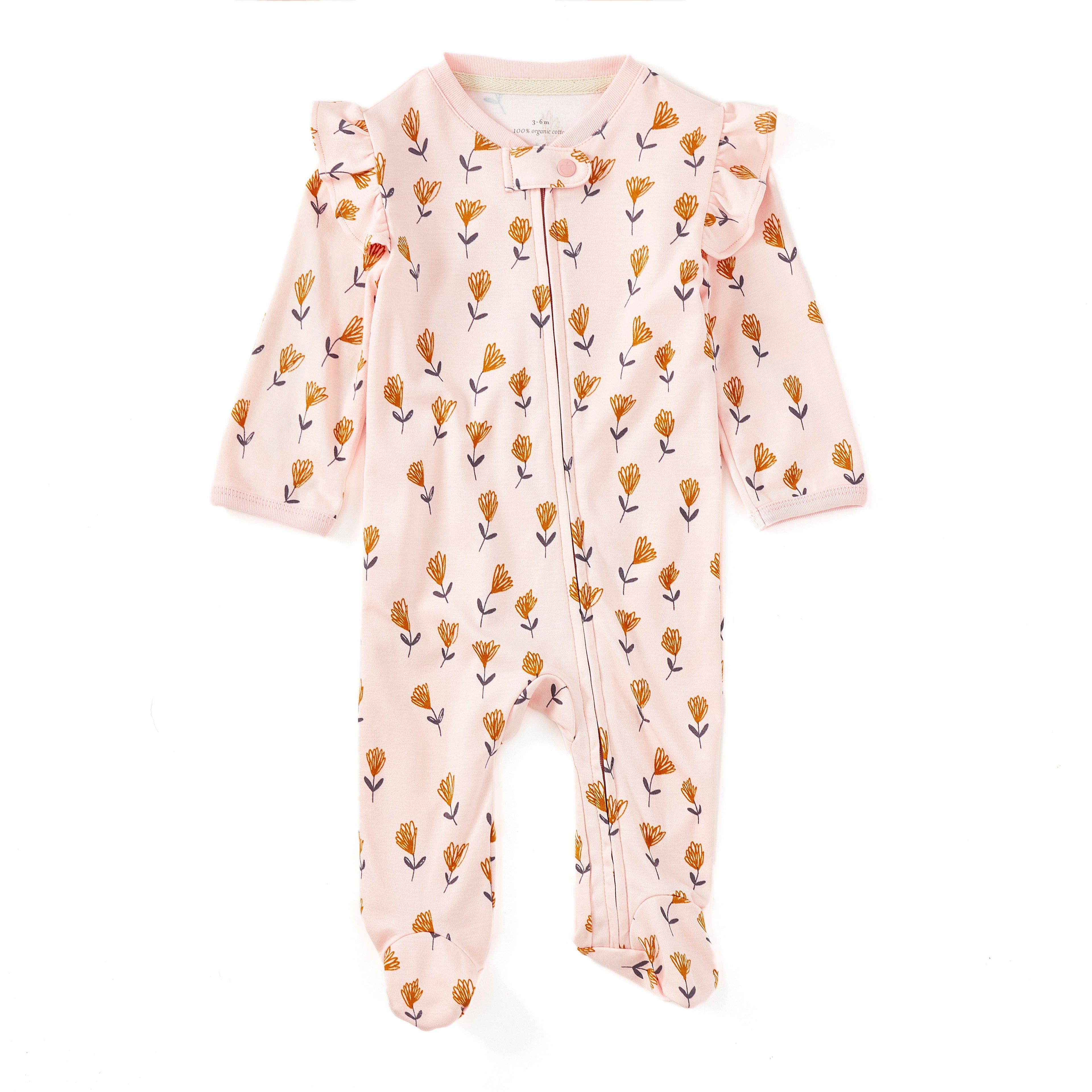 Bamboo Blend Ruffle Zip Footie