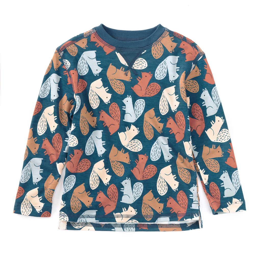 Camiseta de manga larga con cuello redondo de mezcla de bambú