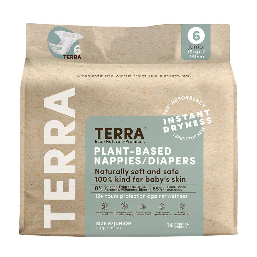 Size 6 Junior Plant-Based Diapers 14 Count