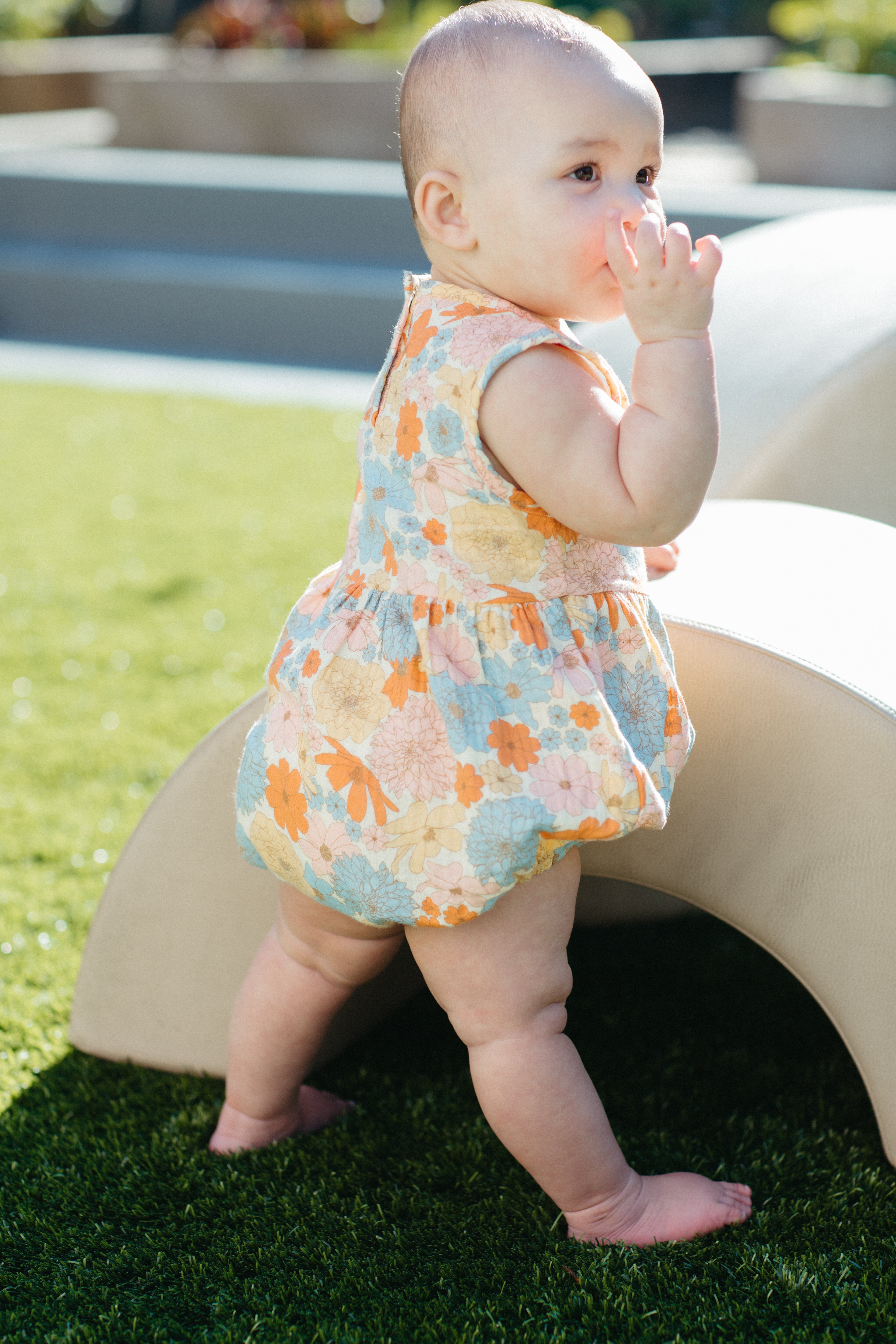 Muslin Bubble Romper – Wildflower Picnic – Birch