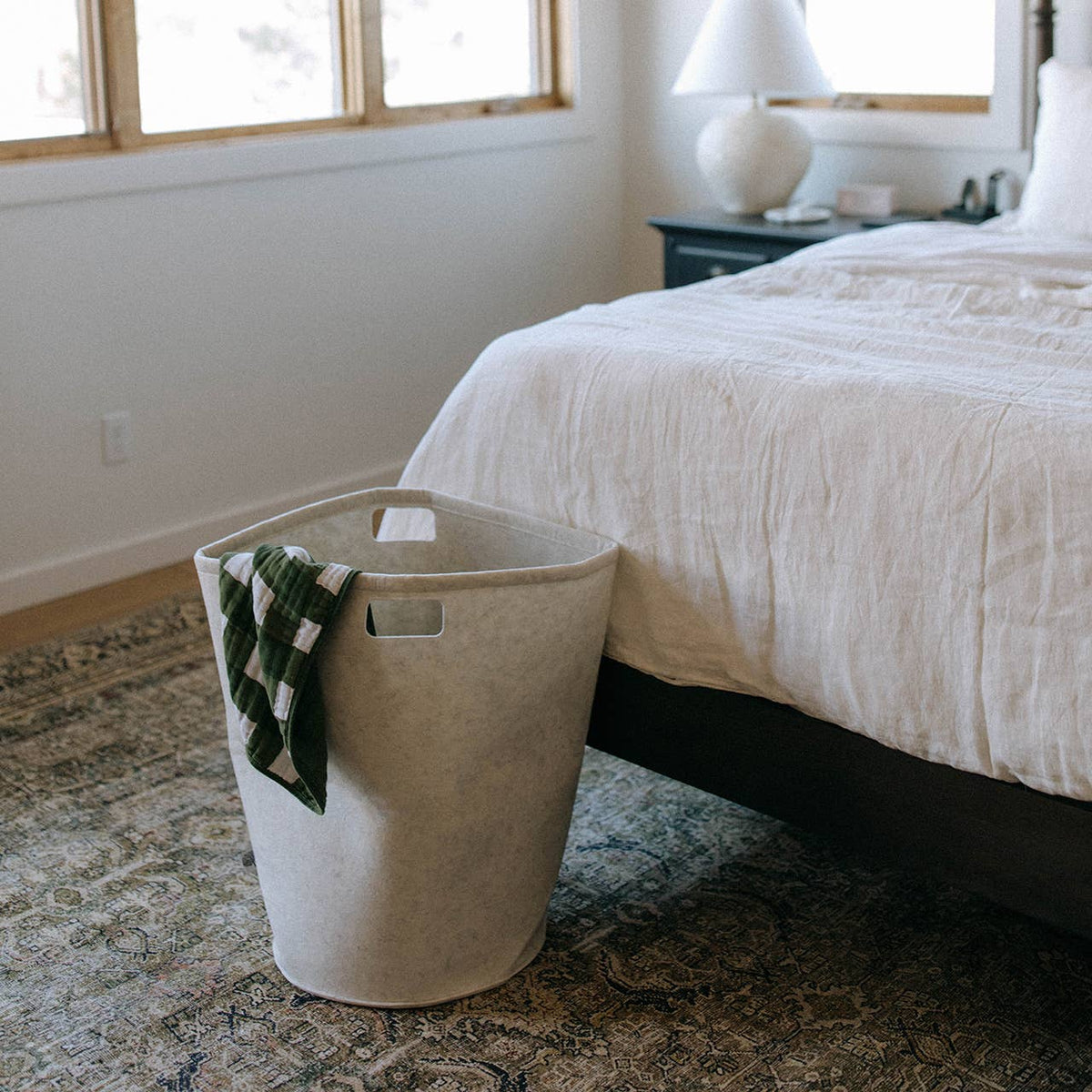Felt Laundry Hamper - White