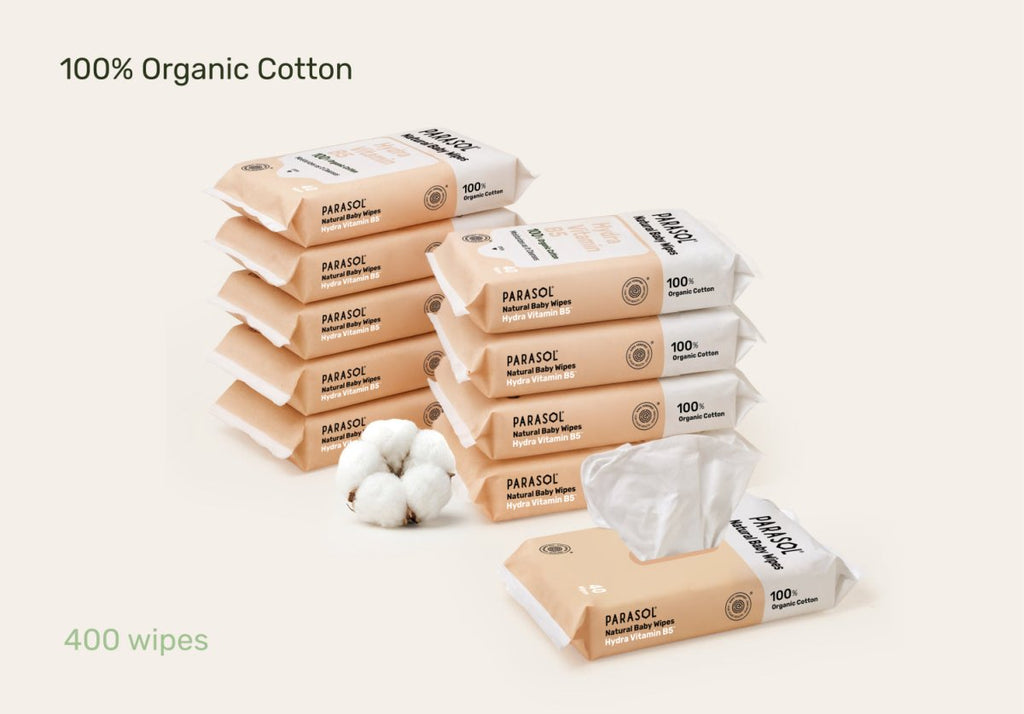 Toallitas húmedas de algodón 100 % orgánico para bebé con Hydra Vitamin B5™