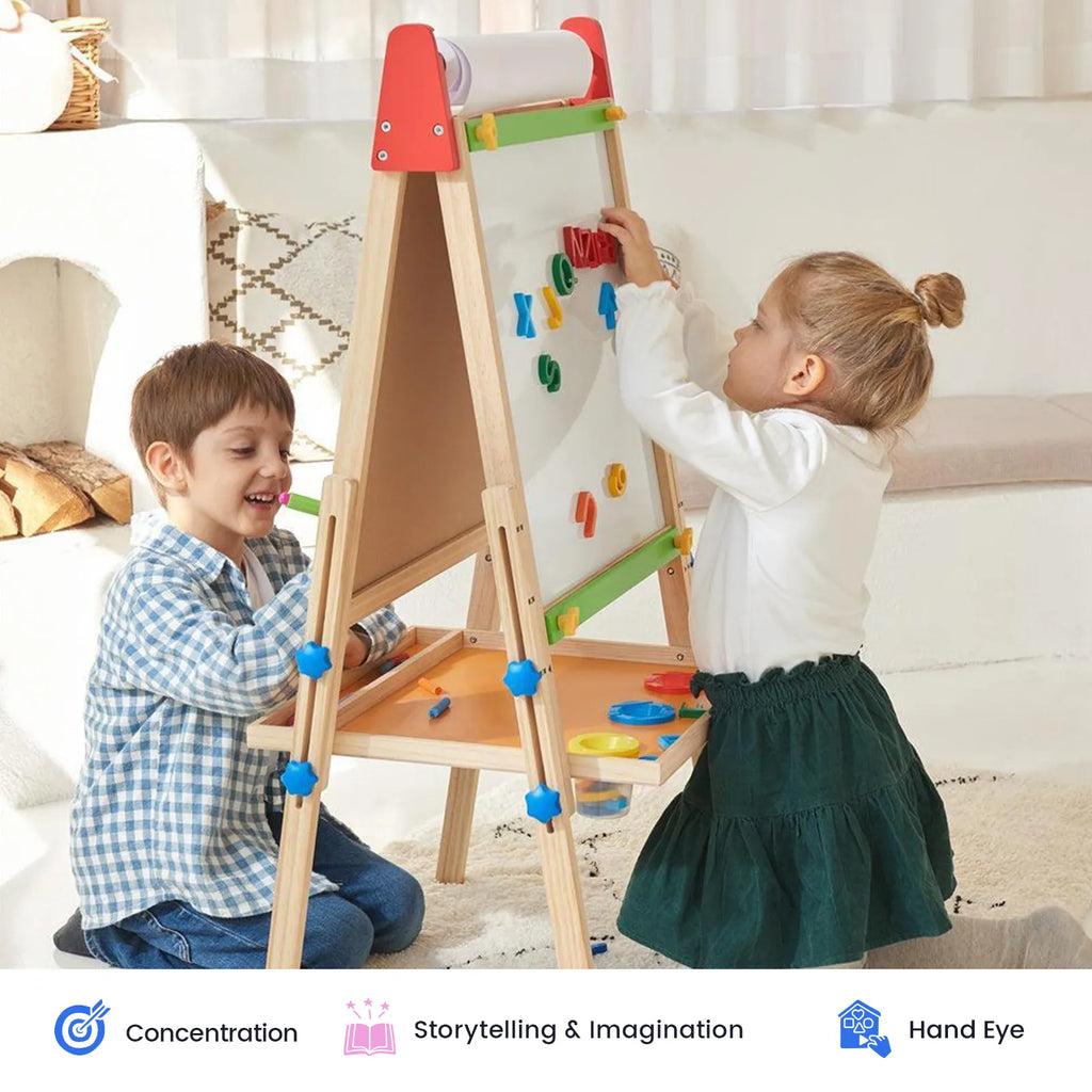 Tiny Land® Caballete de arte y juego de rollo de papel 3 en 1