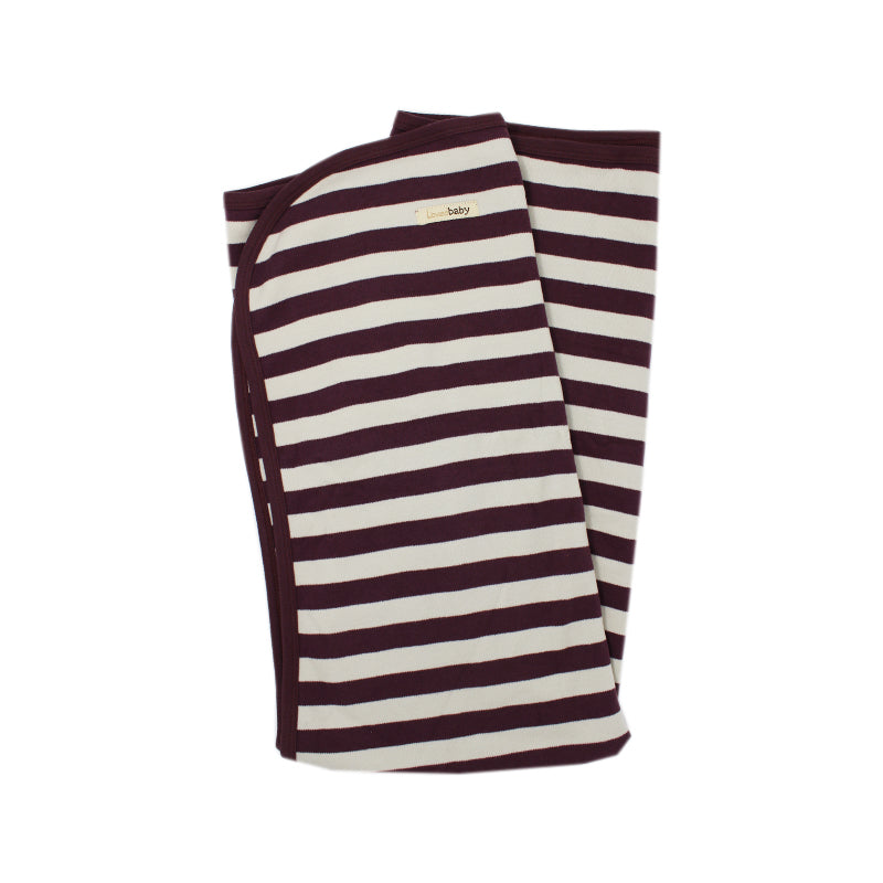 Eggplant/Stone Stripe | Organic Blanket