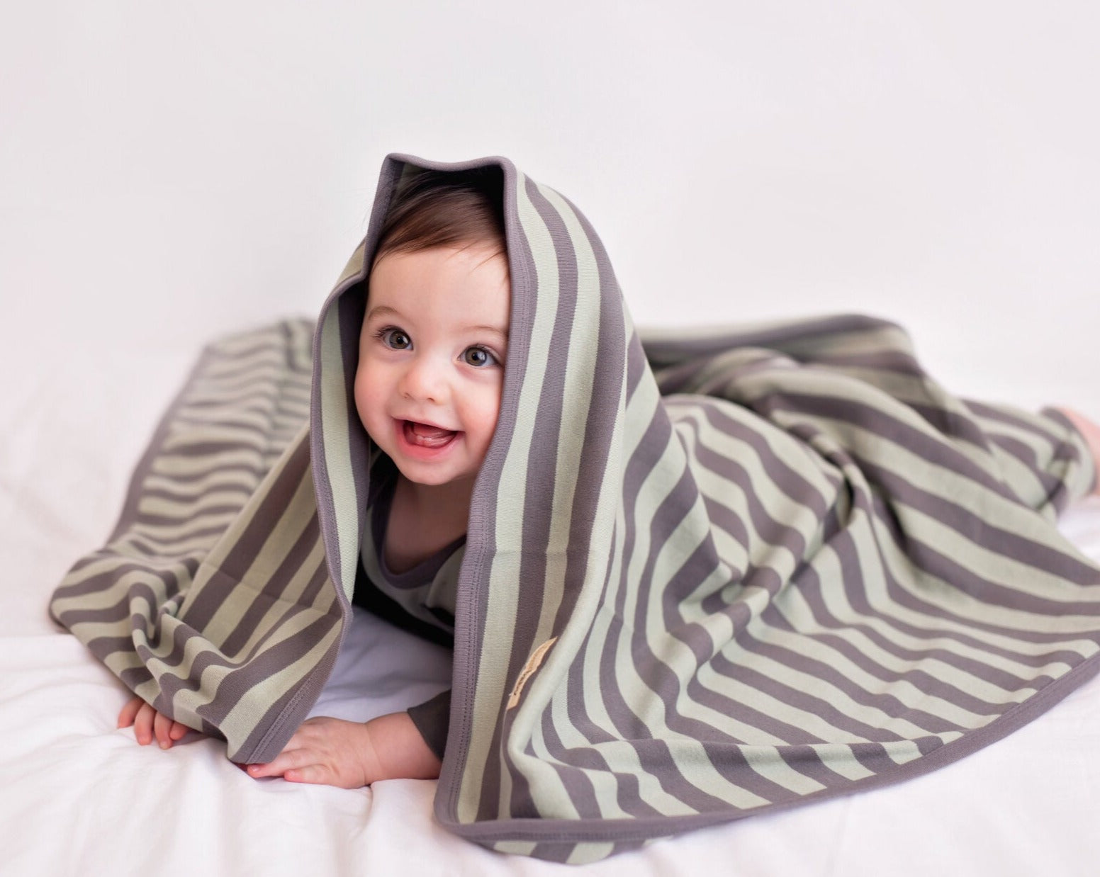 Gray/Seafoam Stripe | Organic Blanket