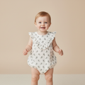 Organic Sleeveless Ruffle Bubble Romper - Poppy