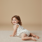 Organic Sleeveless Ruffle Bubble Romper - Poppy