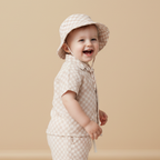 Organic Bucket Sun Hat - Brick Checks