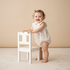 Organic Sleeveless Ruffle Bubble Romper - Blush Floral