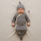 Organic Knotted Baby Gown - Midnight Check