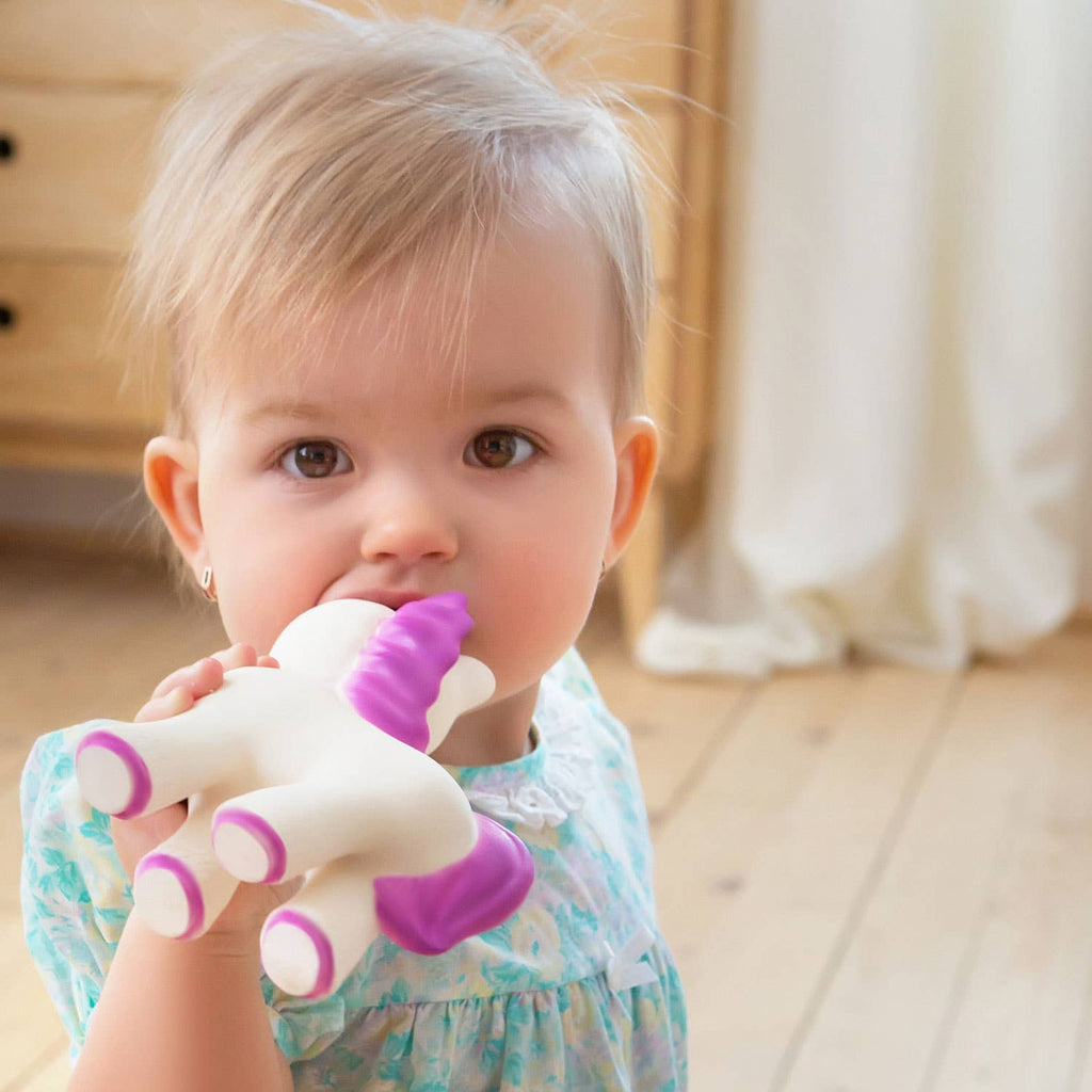 Natural Rubber Teether Unicorn, Non-Toxic, Mold-free Design