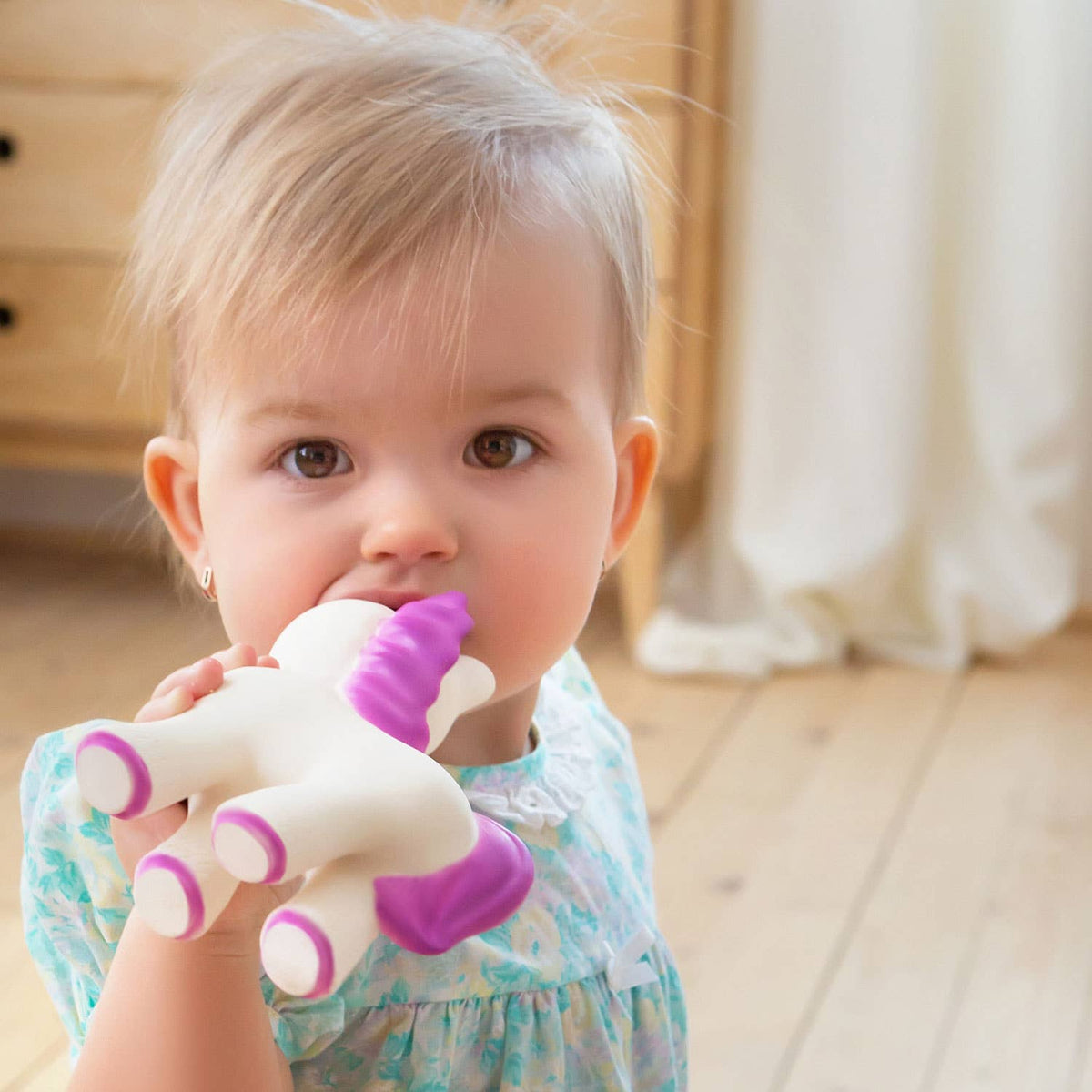 Natural Rubber Teether Unicorn, Non-Toxic, Mold-free Design