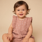 Organic Embroidered Ruffle Romper