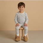 Organic Tee & Pants Set - Navy Stripe