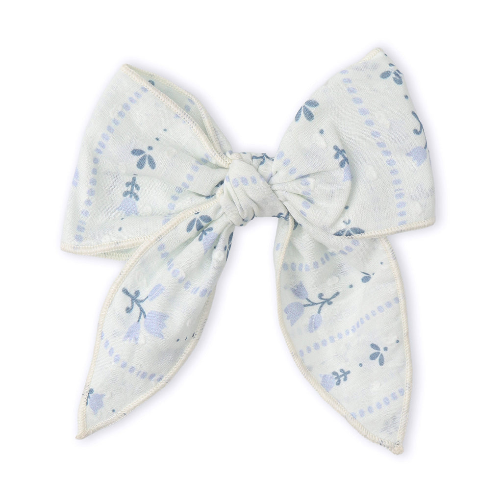 Organic Hair Bow Clip - Blue Vines