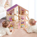 Tiny Land® Casa de muñecas de unicornio Sweetwood y muñecas de madera