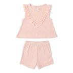 Organic Ruffle Top & Shorts Set - Blush