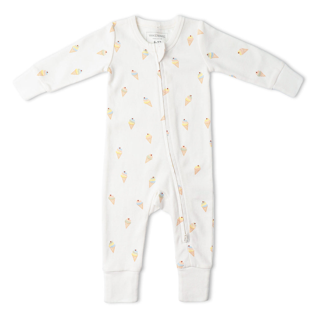 Organic 2-Way Zip Romper - Ice Cream