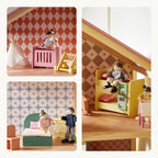 Tiny Land® Casa de muñecas Pegasus Sweetwood y muñecas de madera para casa de muñecas