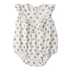 Organic Sleeveless Ruffle Bubble Romper - Poppy
