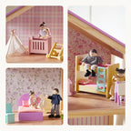 Tiny Land® Casa de muñecas de unicornio Sweetwood y muñecas de madera