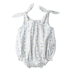 Organic Tie Shoulder Bubble Romper - Blue Vines