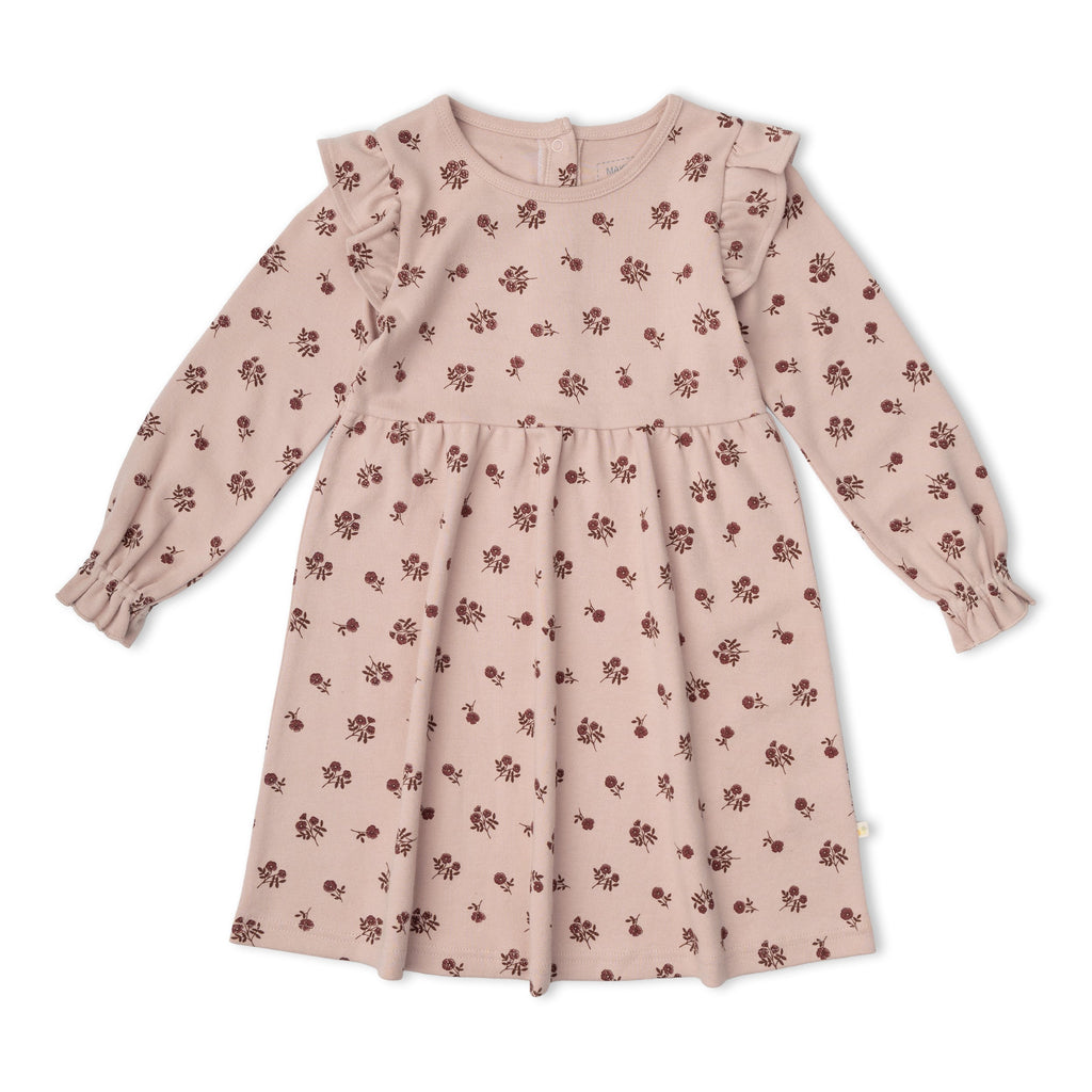 Organic Ruffle Sleeve Dress - Rosebud