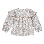 Organic Ruffle Cotton Blouse - Ivy