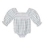 Organic Smocked Long Sleeve Romper - Window Plaids