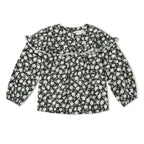 Organic Ruffle Cotton Blouse - Twilight Meadow