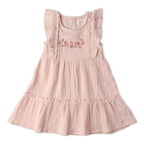 Organic Embroidered Tiered Dress - Blush