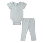Organic Lace Collar Onesie & Tights Set - Fog