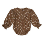 Organic Ruffle Bubble Romper - Chestnut Bloom