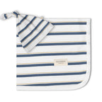 Organic Swaddle Blanket & Hat Set - Navy Stripe