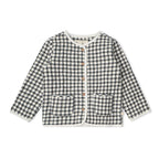 Organic Quilted Buttoned Jacket - Charcoal Plaid