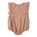 Organic Eyelet Flutter Romper - Clay Eyelet