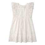 Organic Eyelet Flutter Dress - Ivory Eyelet