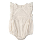 Organic Eyelet Flutter Romper- Ivory Eyelet