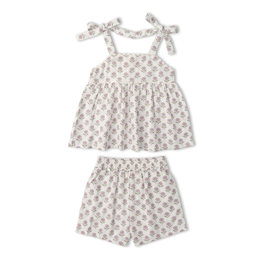 Organic Tie Up Top & Shorts Set - Lavender