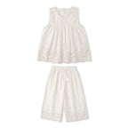 Organic Eyelet Top And Pant Set - Ivory Eyelet