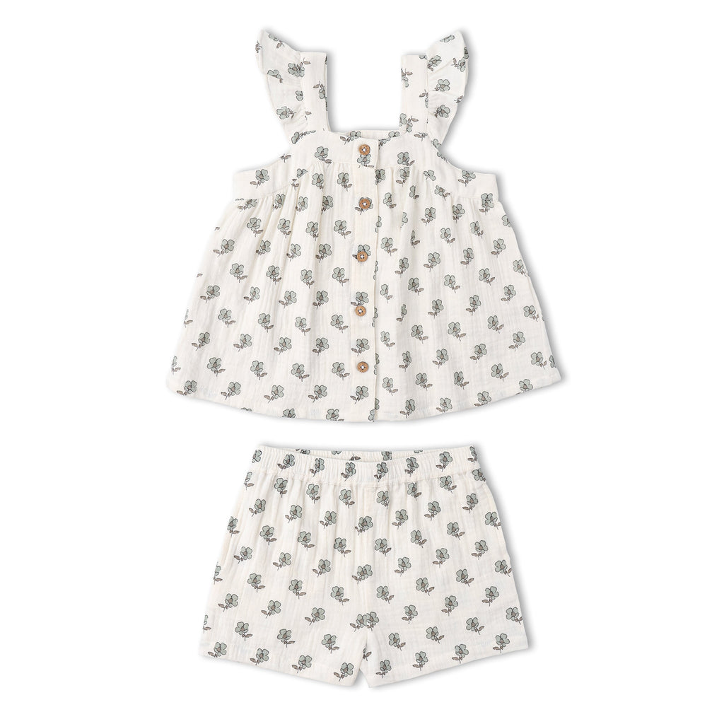 Organic Flutter Top & Shorts Set - Poppy