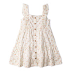 Organic Flutter Buttoned Tiered Dress - Spring Weave