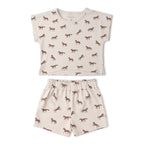 Organic Drop Shoulder Tee & Shorts Set - Horses