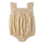 Organic Ruffle Sleeve Bubble Romper - Yellow Blossom