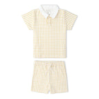 Organic Collar Tee & Shorts Set - Dotty Gingham