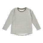 Organic Tee & Foldover Pants Set - Olive Stripes