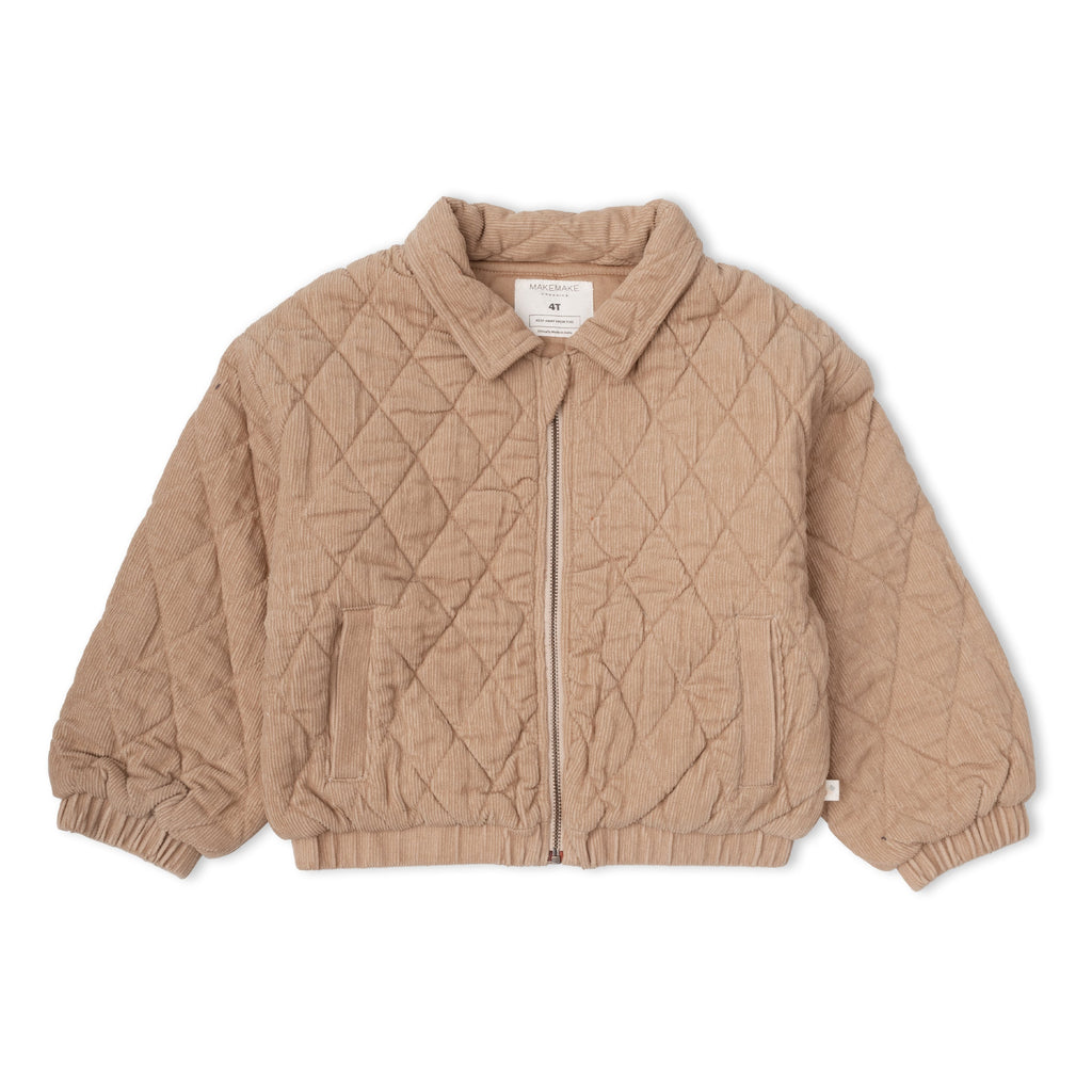 Chaqueta bomber de pana acolchada orgánica - Gris pardo