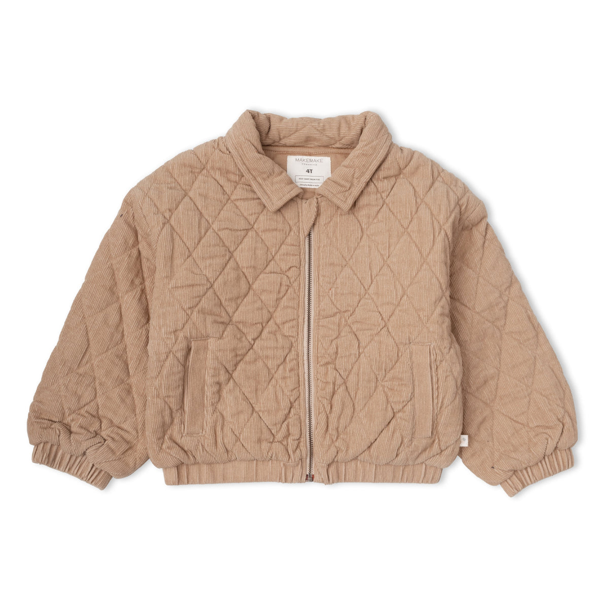Organic Quilted Bomber Corduroy Jacket - Taupe