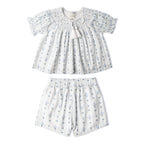 Organic Smocked Top & Shorts Set - Blue Vines